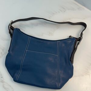 Tignanello Navy Leather Shoulder Bag
